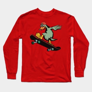 Duck Riding a Skateboard Long Sleeve T-Shirt